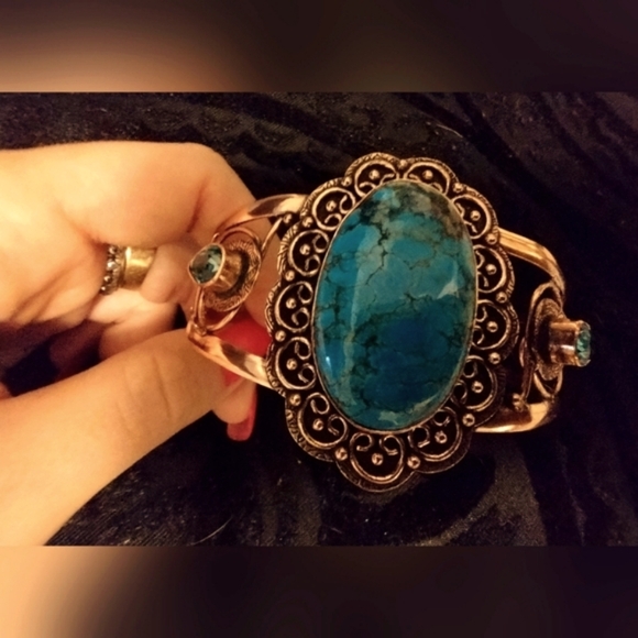 Turquoise + Blue Topaz Copper Bracelet - Picture 6 of 6